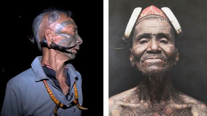 facial and body tattoo design by Konyak tribe of Nagaland